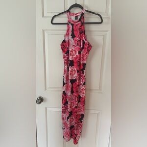 SHEIN Halter Floral Bodycon Dress, Medium